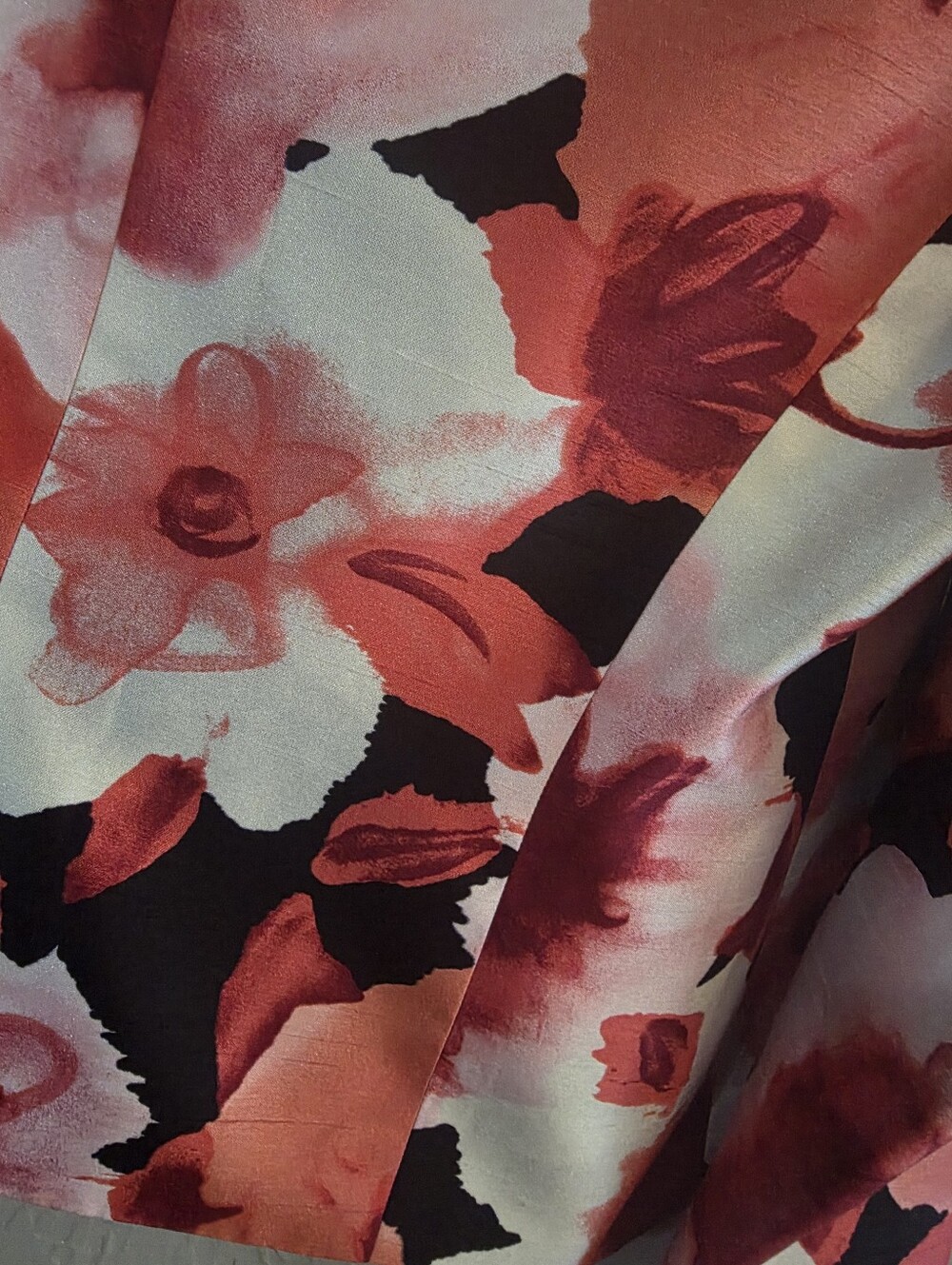 Kasper Open-front dress blazer Red Black White Floral Scuba Crepe 12 - Picture 6 of 7
